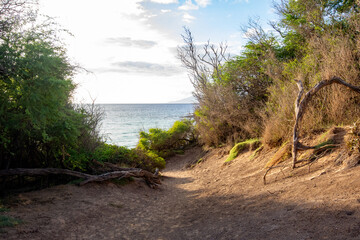 Link between the Big beach and little beach of Makena state park on Maui, Hawaii in Summer 2024