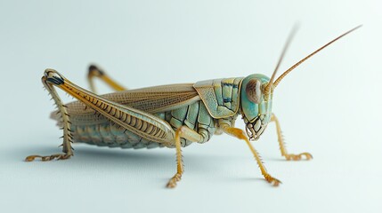 Grasshopper isolated on paper background