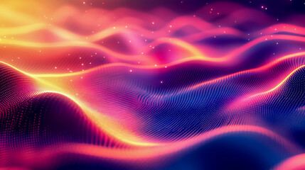 Obraz premium Abstract background forming an orange wave with glowing particles and a blurry background