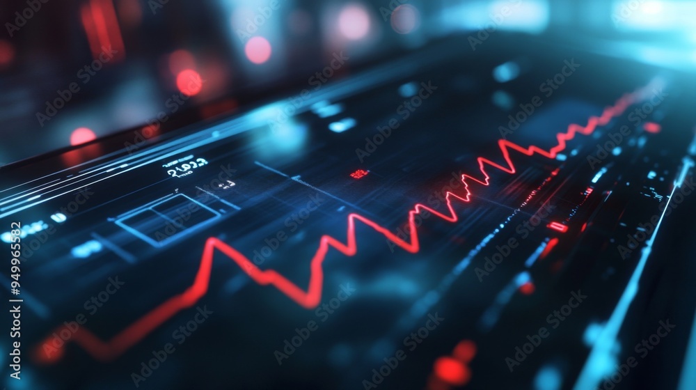 Poster a close-up of a heart rate monitor with clear, real-time ecg waves displayed, used in an emergency r