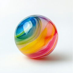 glass sphere, colorful ball isolated on white, abstract 3d sphere