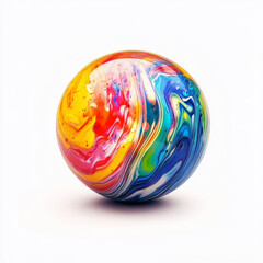 glass sphere, colorful ball isolated on white, abstract 3d sphere