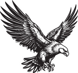 Obraz premium Soaring Eagle: A Powerful Vintage-Style Vector Illustration