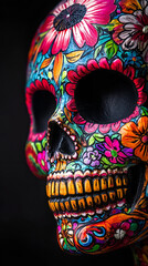 Fototapeta premium Artistic Close-Up of a Colorful Day of the Dead Sugar Skull
