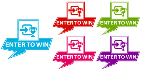 set enter to the win sign icon sticker design labels symbol template vector illustration