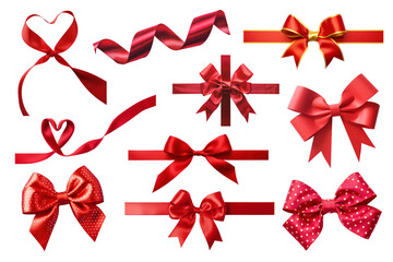 PNG red gift ribbon design element set, transparent background