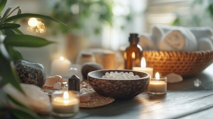 Serene Homeopathy: Tranquil Setting for Remedies Preparation with Candles, Crystals, and Essential Oils