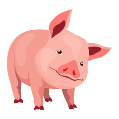 Pig set flat cartoon isolated on white background. Pink pig  illustration