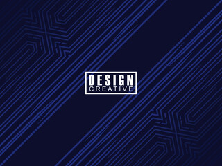 Abstract gradient glowing geometric lines on dark blue background. Modern shiny blue lines pattern. Futuristic technology concept, suitable for covers, posters, banners, brochures, websites, etc.