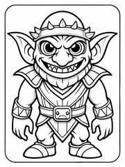 Obraz premium Fantasy Goblin Character Detailed Line Drawing Coloring Page