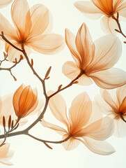 Magnolia's Ethereal Glow: A solitary magnolia bloom, bathed in soft light, exudes serenity and grace against a muted pure backdrop. A striking X-ray image, minimalist form and light