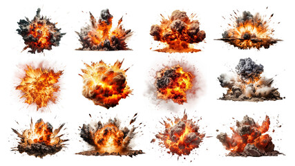 PNG fire explosion effect design element set, transparent background