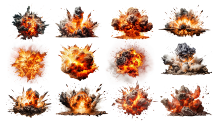 PNG fire explosion effect design element set, transparent background
