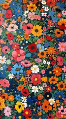 happy summer blossoms texture pattern illustration poster background