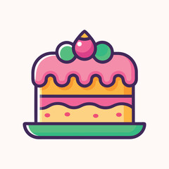 Colorful cake logo, vector design illustration isolated on white background. 