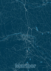 Maribor, Slovenia artistic blueprint map poster