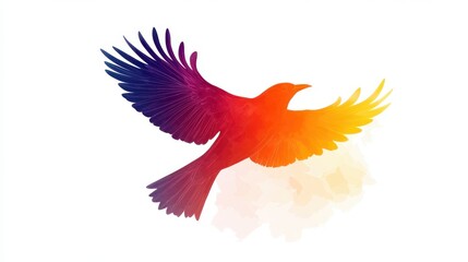 Fototapeta premium A vibrant illustration of a bird in flight, showcasing beautiful gradient colors and dynamic wings in motion.