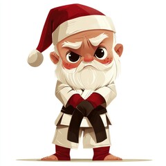 Santa Claus in a Karate Gi, Christmas Illustration