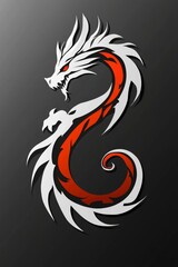 White and Red Dragon Tribal Tattoo Design