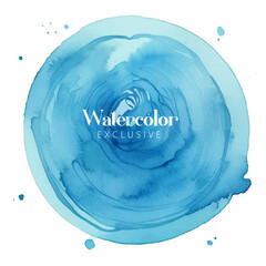 Hand painted colorful watercolor texture, Abstract wash, circle round shapes, Blue Watercolor circle