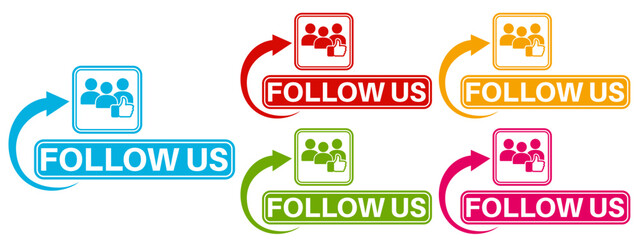 vector set follow us icon. join social media followers sign labels sticker design illustration