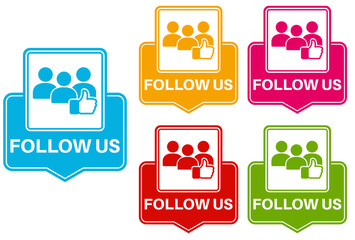 vector set follow us icon. join social media followers sign labels sticker design illustration