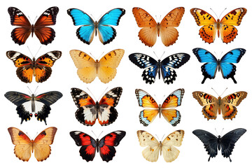 PNG vibrant butterfly design element set, transparent background