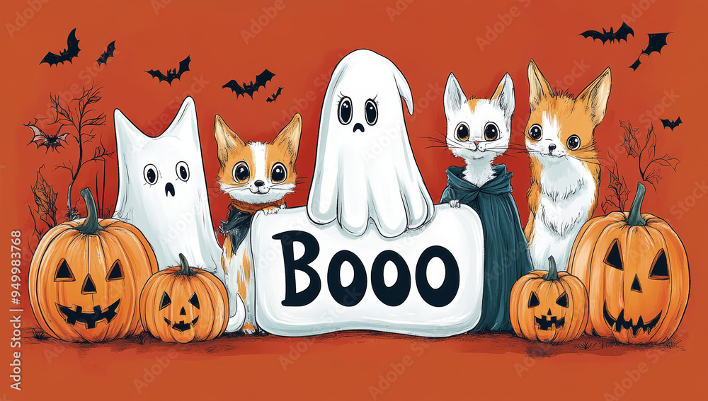 Wall mural cute_halloween_ghost