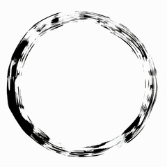 Smeared, smudged circle, circular grungy, grunge brushstroke and paintbrush ink blot, stain. Sketch