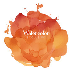 Abstract watercolor hand painted background circle, Orange Watercolor Circle, Orange watercolor splash