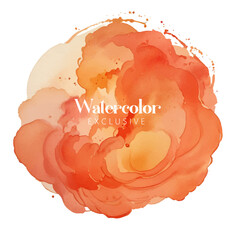 Abstract watercolor hand painted background circle, Orange Watercolor Circle, Orange watercolor splash
