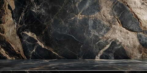 Minimalist Black Studio Panel Against Concrete Wall: Elegant Backdrop for Creative Design. Abstract Composition with Flat Surface and Textured Background, Ideal for Advertising, Marketing, and Versati