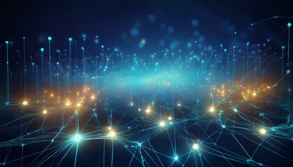 Fototapeta premium Concept design with glowing connections and big data technology made with neural networks and a blue background.