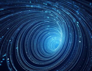 Obraz premium Digital abstract concept with swirling lines and circuit pattern, representing technology on dark blue background. 3D rendering.