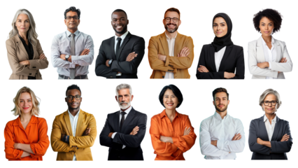 PNG diverse business people design element set, transparent background