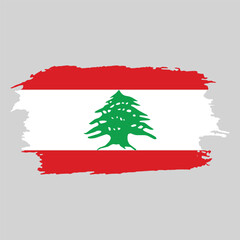 Brush painted national emblem of Lebanon country on white background