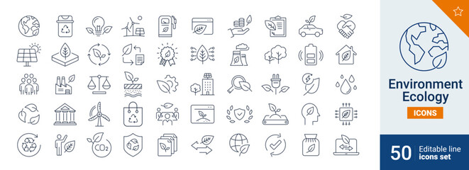 Environment icons Pixel perfect. Nature, energy, world,...	
