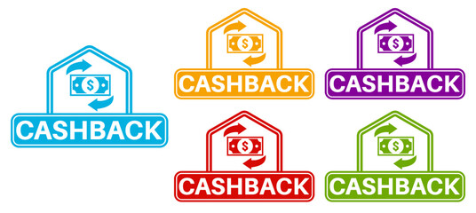 Fototapeta premium set vector cashback sign icon. discount Promotion badges symbol labels sticker design illustration 