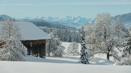 Weiler in Allg&auml;u in Winter in the german alps