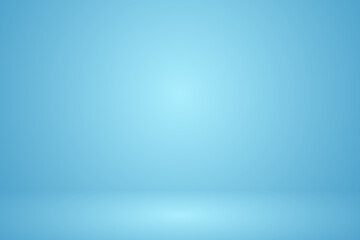 Empty blue soft smooth blur 3d room background, studio background in light blue gradient color, backdrop for display product, vector illustration