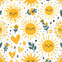 Fototapeta premium seamless pattern with sunflowers