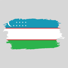 Brush painted national emblem of Uzbekistan country on white background