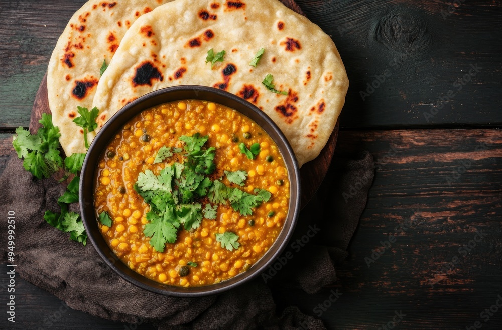 Canvas Prints Lentil Curry with Naan Bread