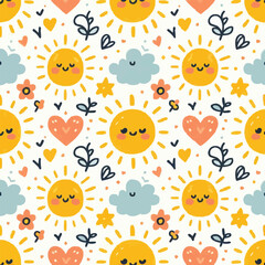 seamless pattern with sunflowers
