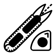 Thread Clipper and Chalk concept, loose thread trimmer vector icon design, Bespoke tailoring symbol, Made-to-measure clothing sign,Sew and Tailor materials stock illustration