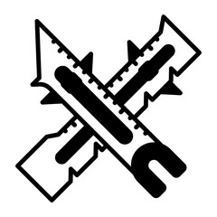 stitch gauge measurement scale concept, Point Turner Seam ruler vector icon design, Bespoke tailoring symbol, Made-to-measure clothing sign,Sew and Tailor materials stock illustration