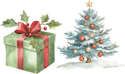 Watercolour clipart of a Santa Claus on a white background