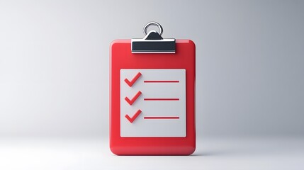 Obraz premium 3d Clipboard, checklist symbol. Assignment target icon. Project task management and effective time planning tools. 3d rendering. Vector illustration, white background