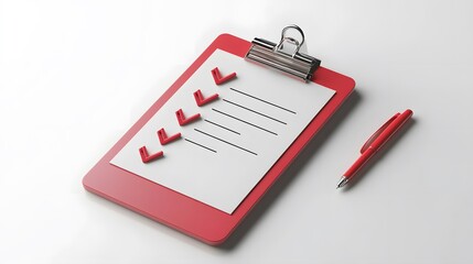 3d Clipboard, checklist symbol. Assignment target icon. Project task management and effective time planning tools. 3d rendering. Vector illustration, white background