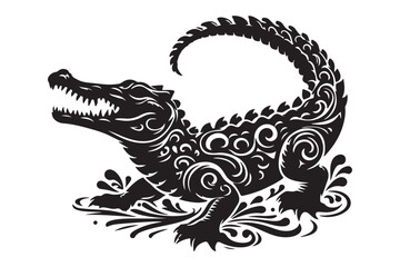 Crocodile silhouette vector illustration